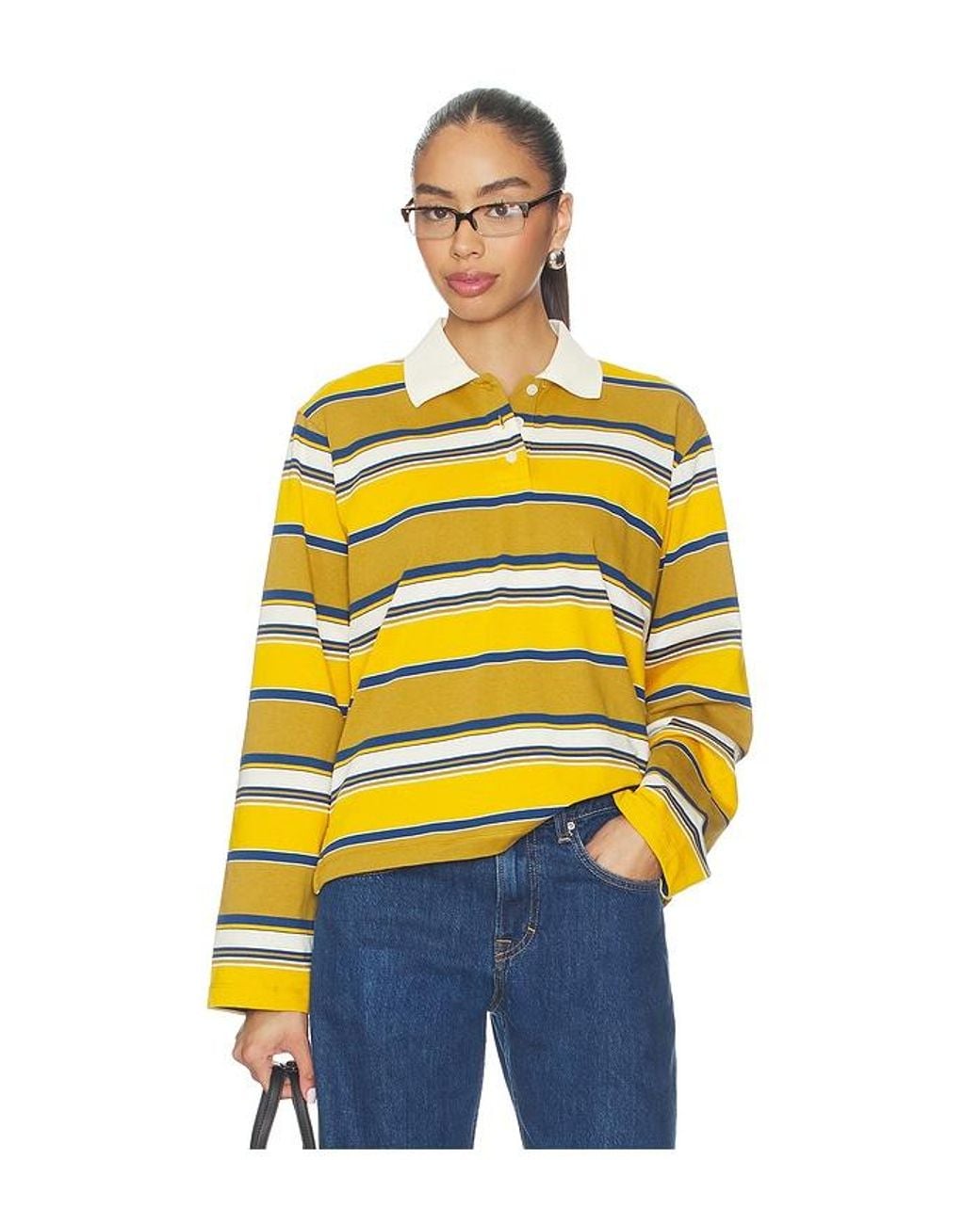GRLFRND Yellow Long Sleeve Polo