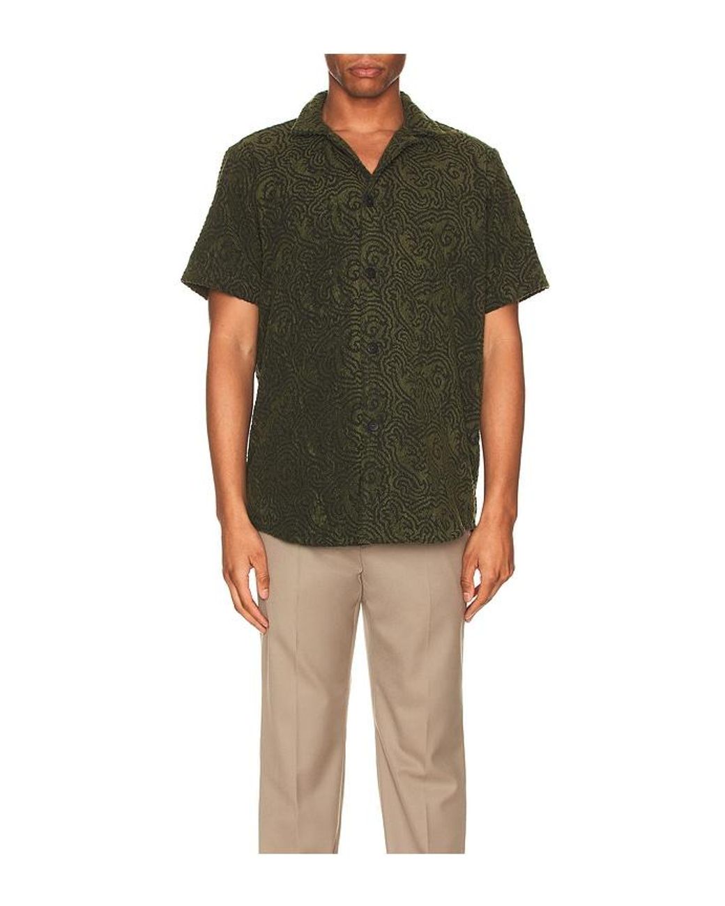 Oas Green Squiggle Cuba Terry Shirt for men