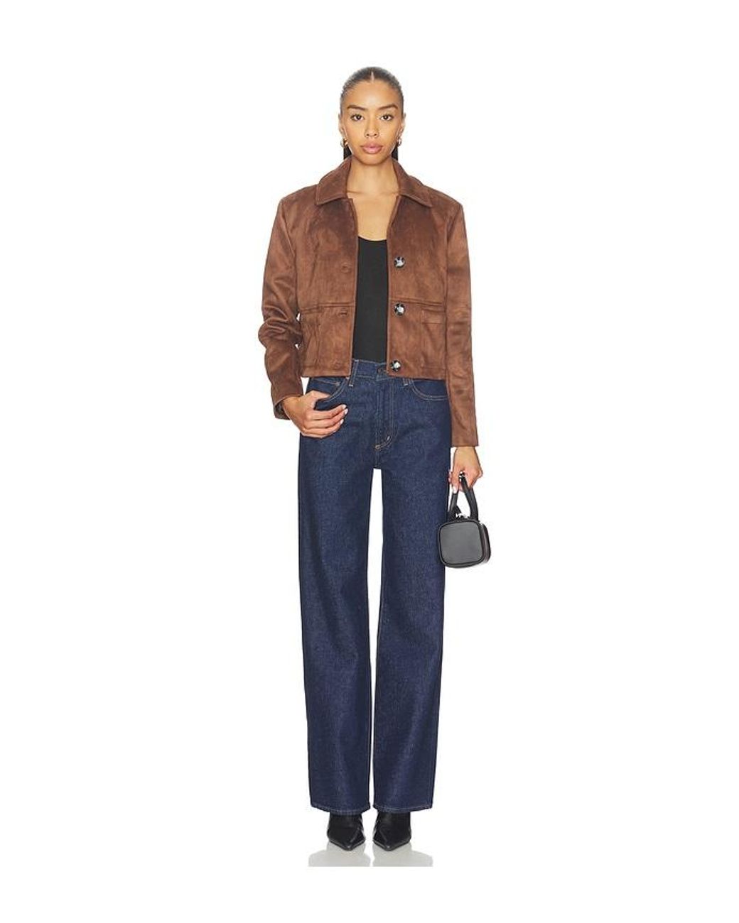 Milkwhite Blue Cropped Faux Leather Jacket