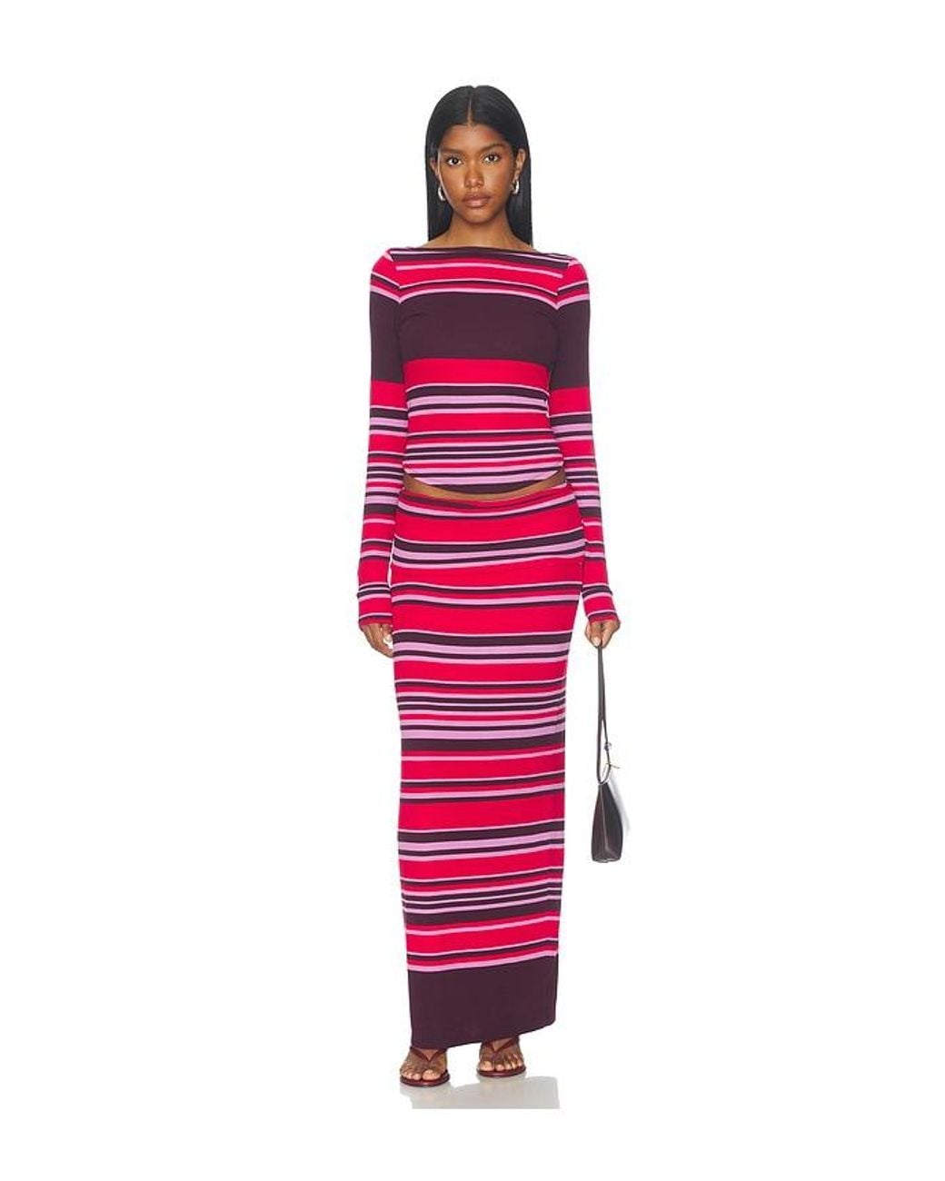 AFRM Red Esin Cozy Rib Skirt