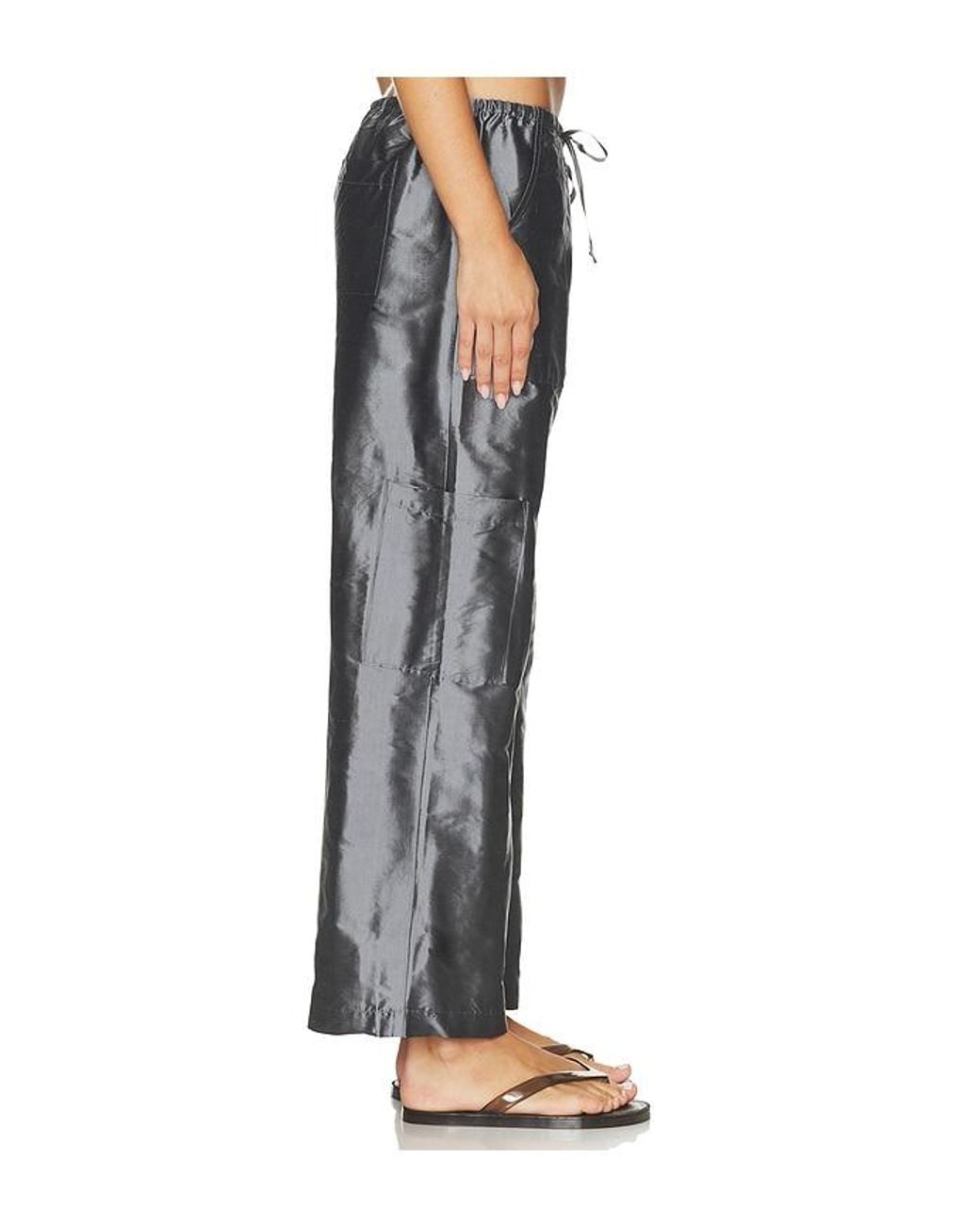 DONNI. Black The Taffeta Drawstring Cargo Pant