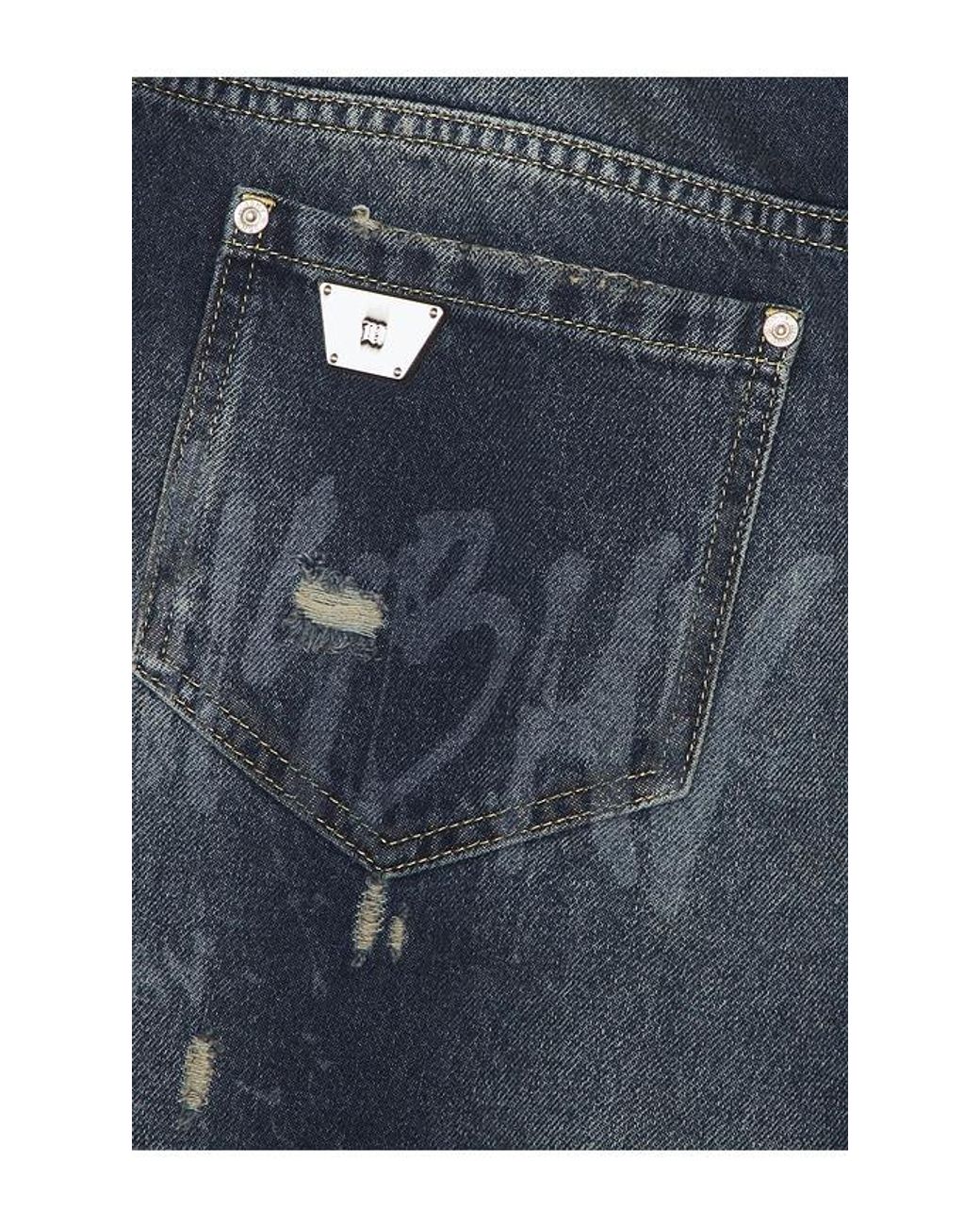 M I S B H V Blue Laser Tagged Denim Jeans for men