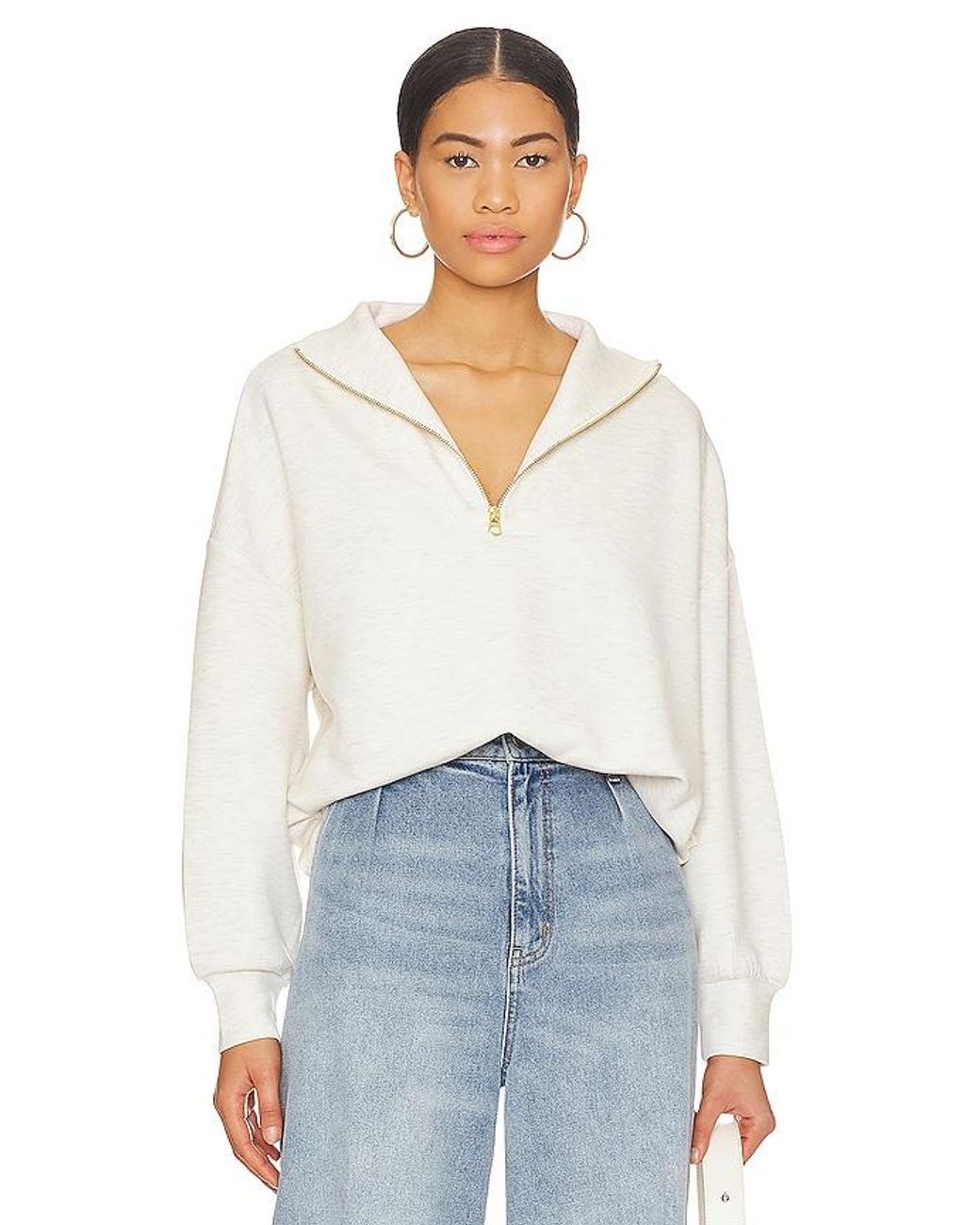 Varley White Hawley Half Zip Sweatshirt