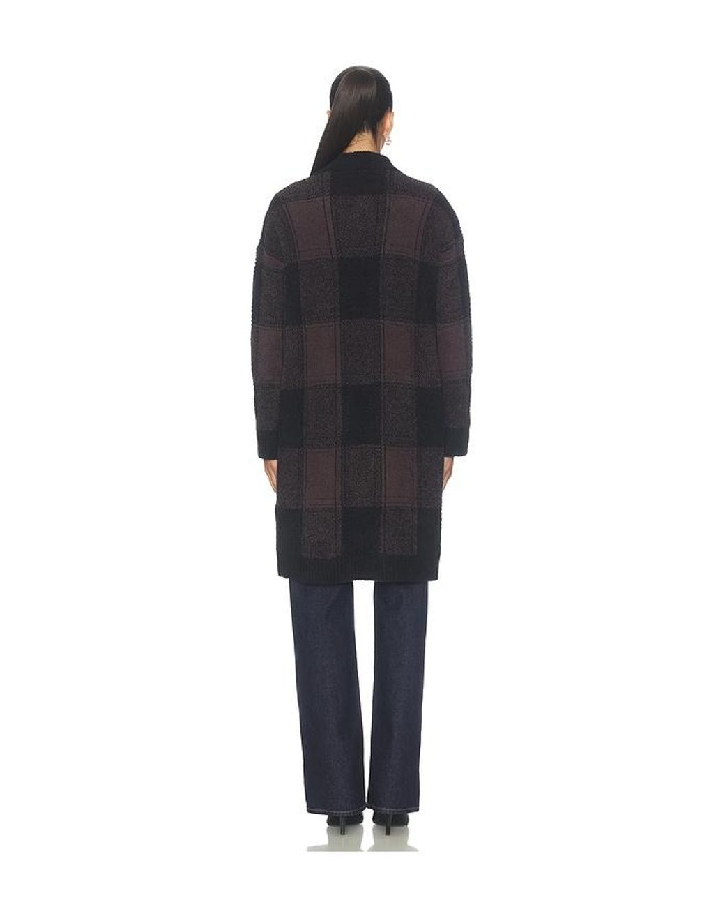 Barefoot Dreams Black Cozychic Cotton Buffalo Plaid Long Cardigan