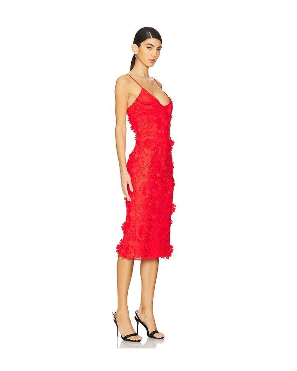 Bardot Red Midi-Kleid Adei