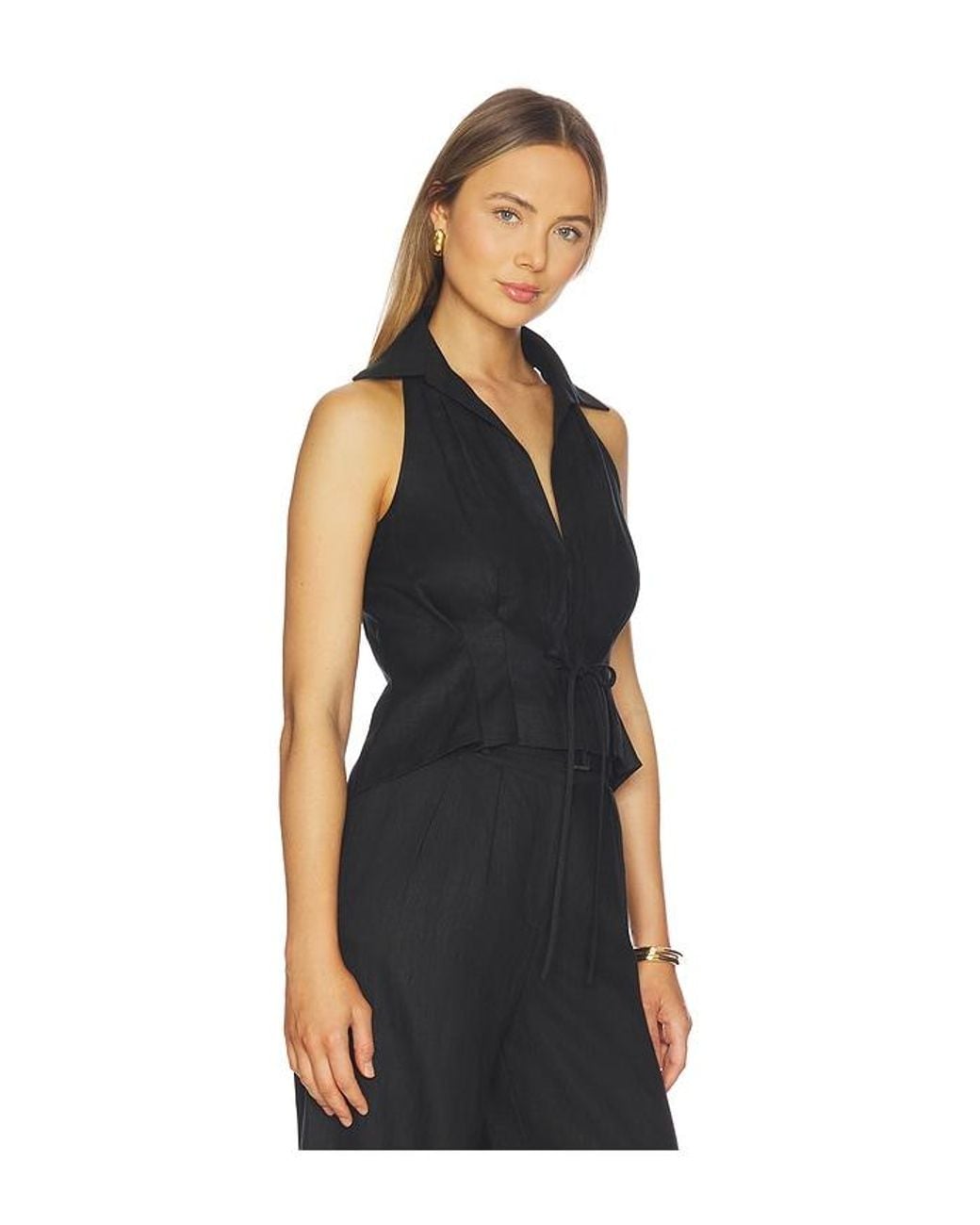 Hevron Black Sloan Linen Vest