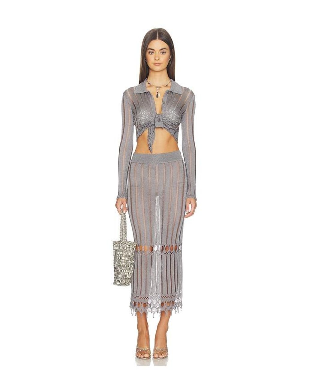 Lovers + Friends Francie Metallic Knit Maxi Skirt