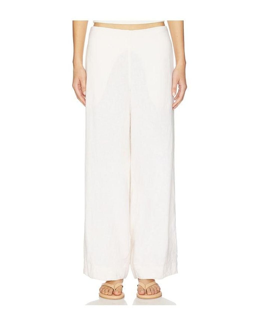 Free People White Demi Cotton Linen Pant