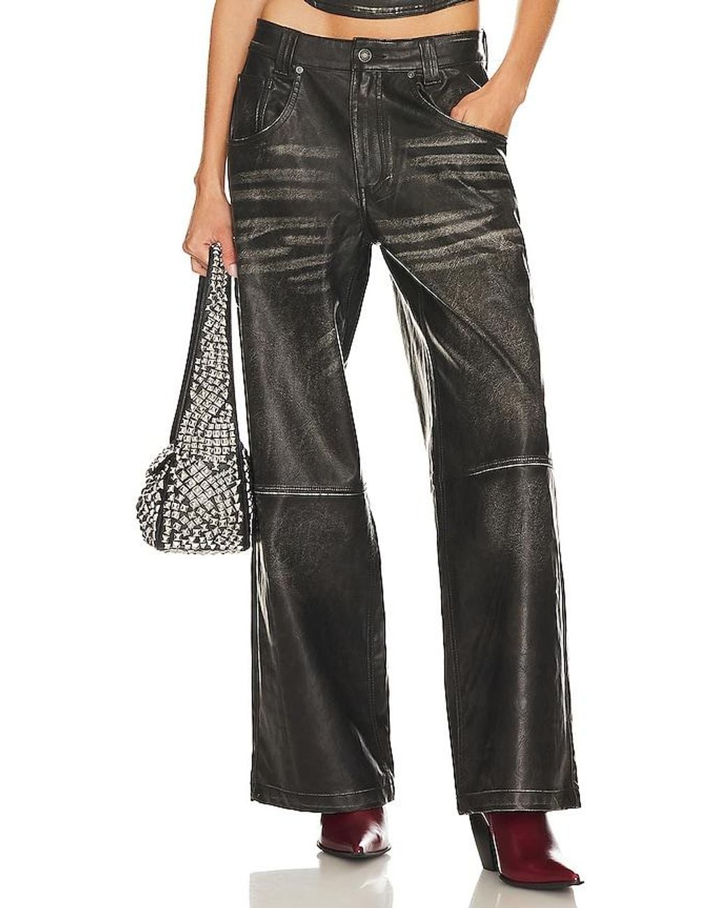 Jaded London Black Distressed Faux Leather Colossus Pant