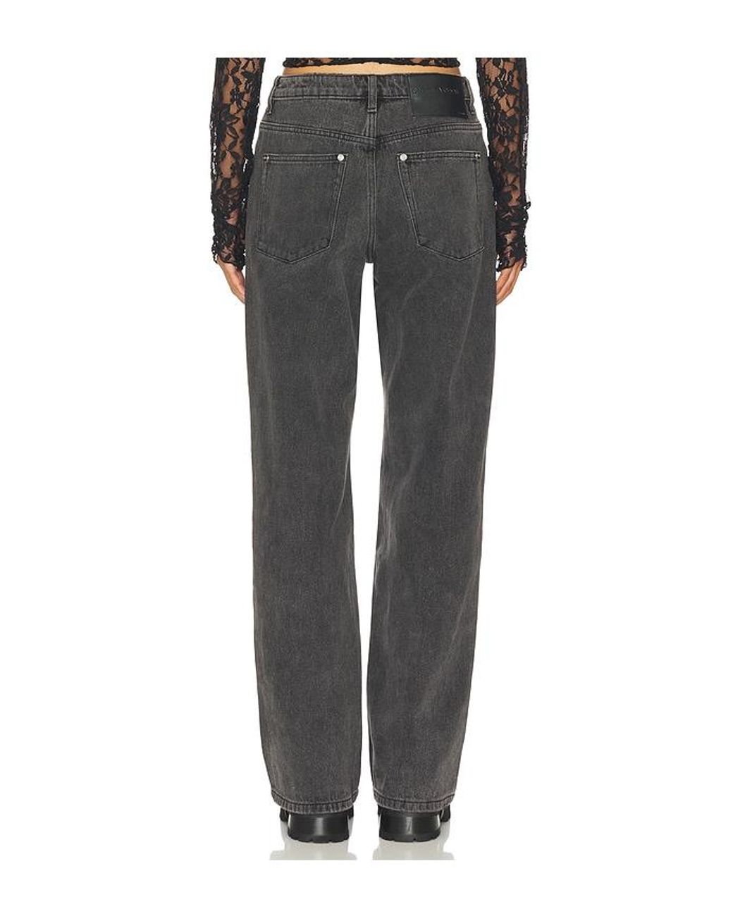 One Teaspoon Gray Jackson Mid Waist Wide Leg Jeans