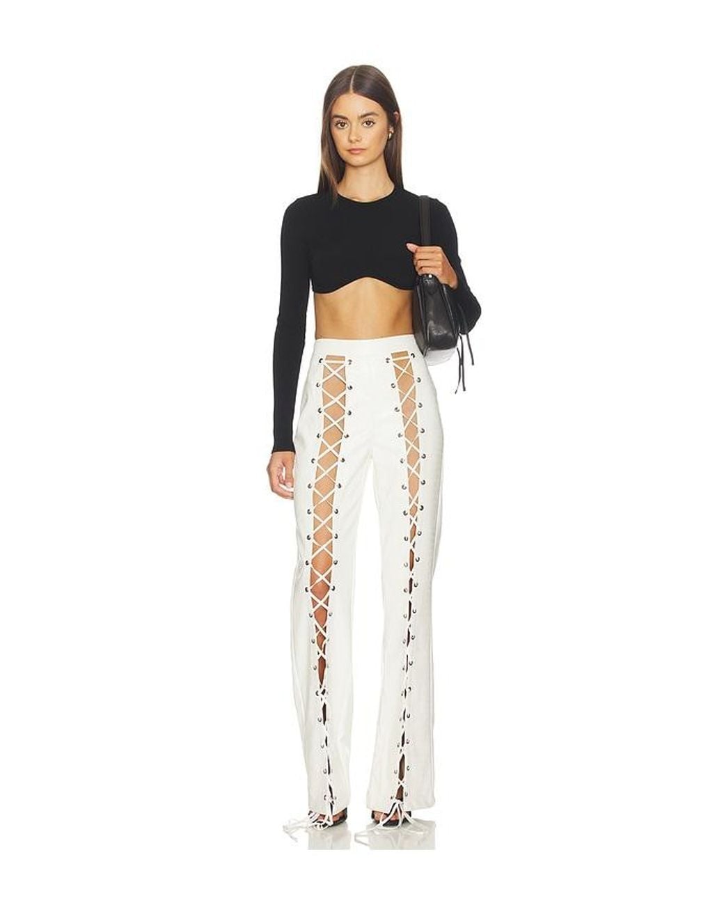Kim Shui White Croc Lace Up Pant