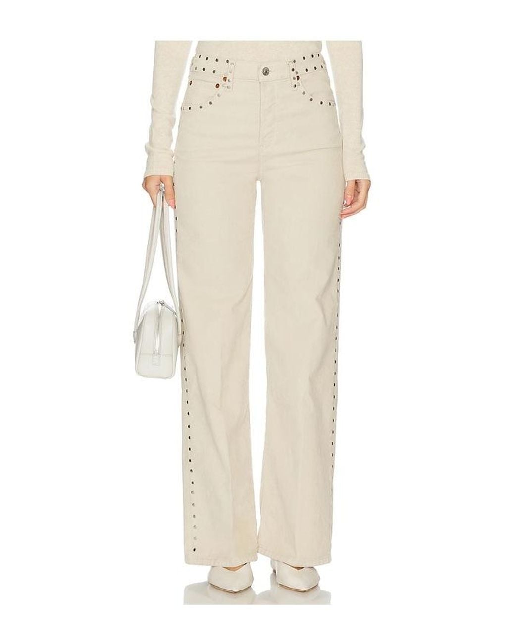 Re/done White High Rise Wide Leg Jeans