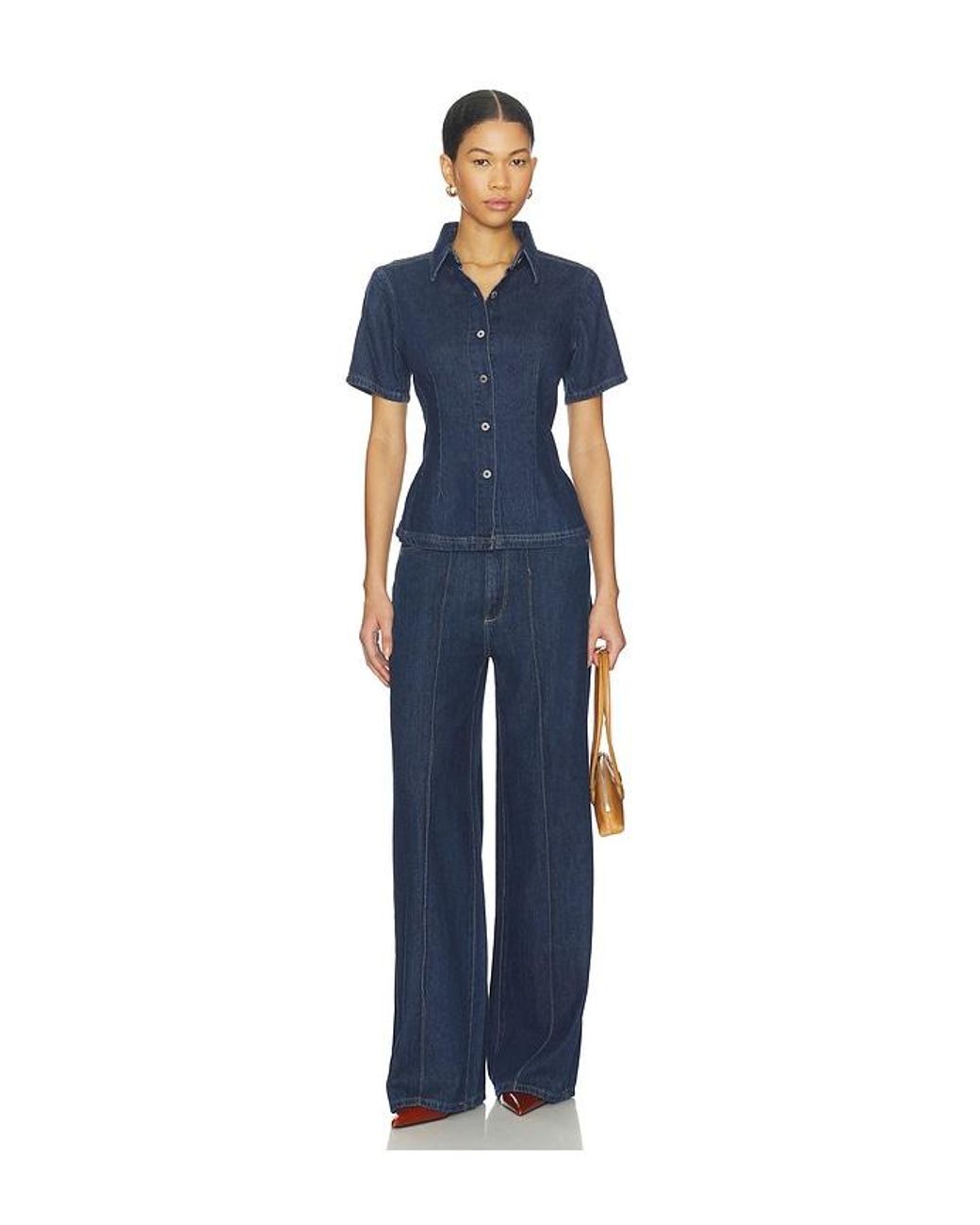 DL1961 Blue Hepburn Aura High Rise Wide Leg Jeans