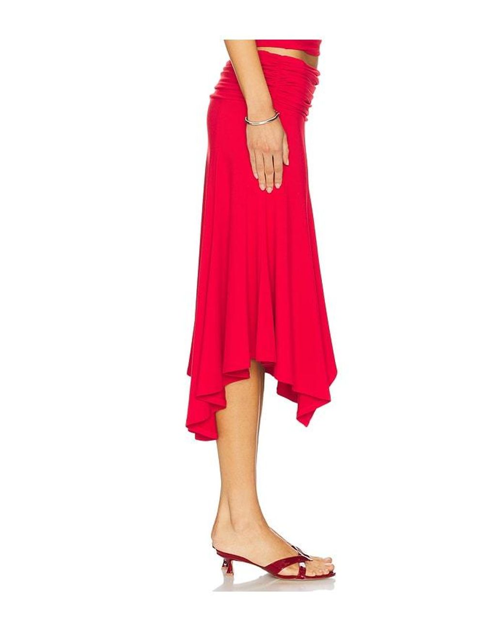 GUIZIO Red Soffiano Skirt
