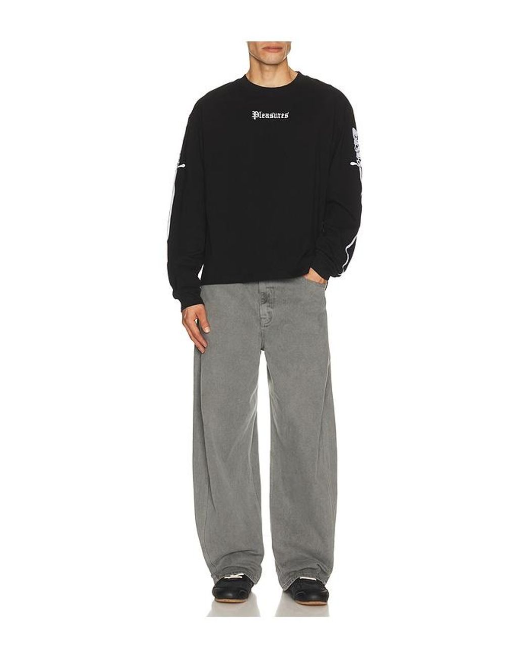 Pleasures Black Luster Heavyweight Long Sleeve Tee for men