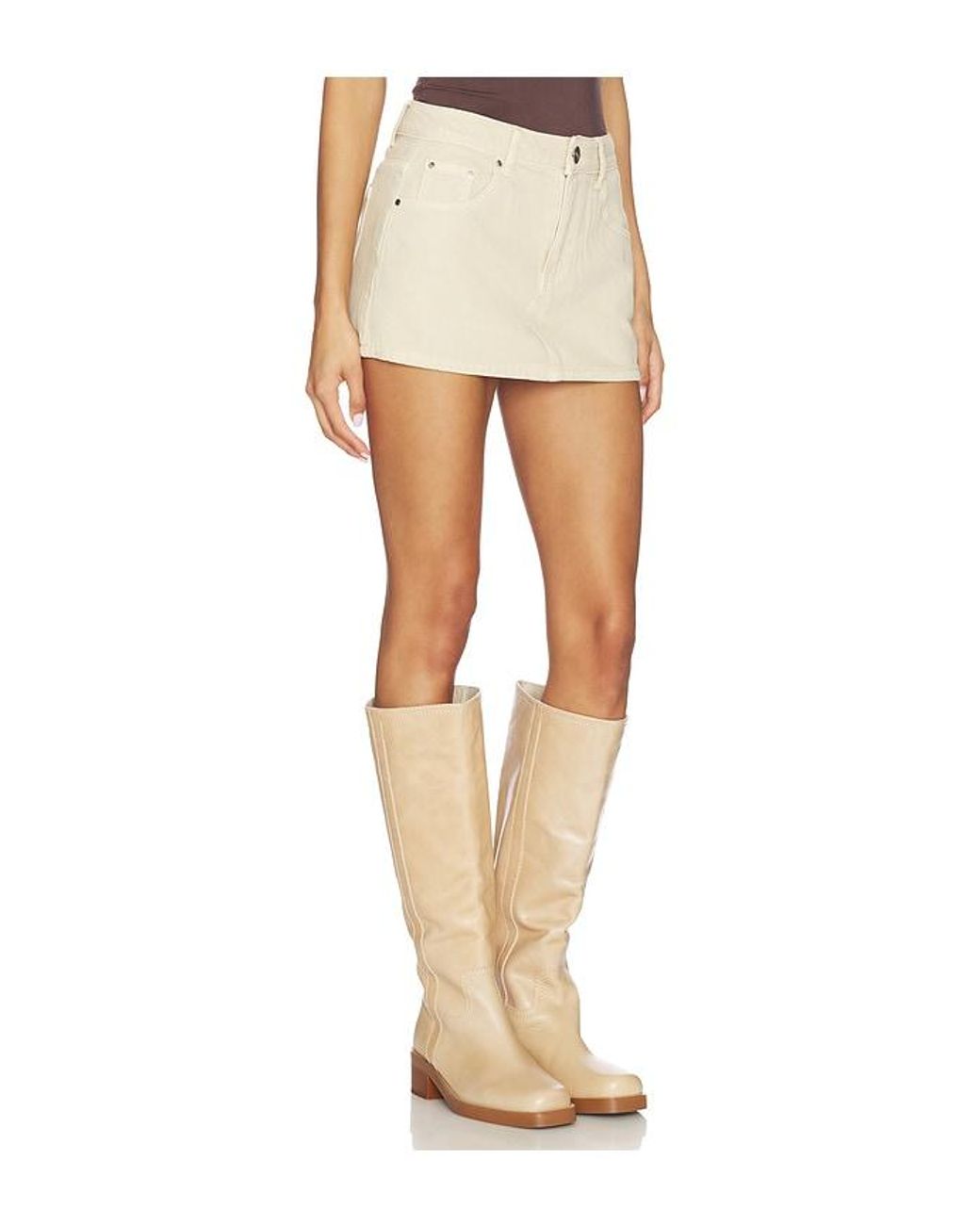 SNDY'S White Cole Denim Mini Skirt