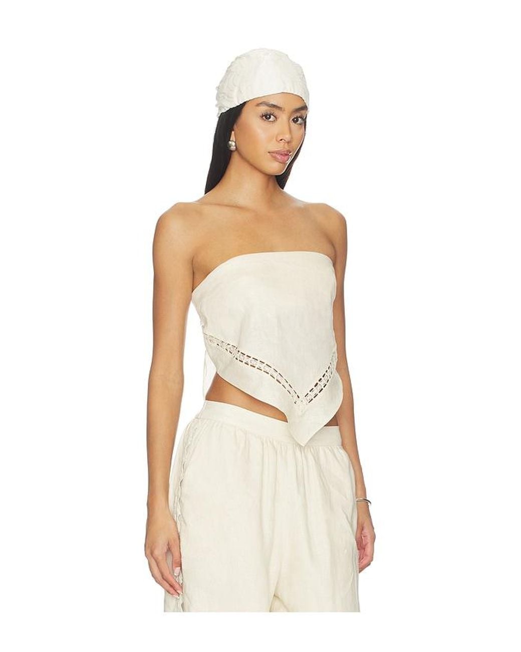 Jonathan Simkhai Natural Lahni Linen Lace Top