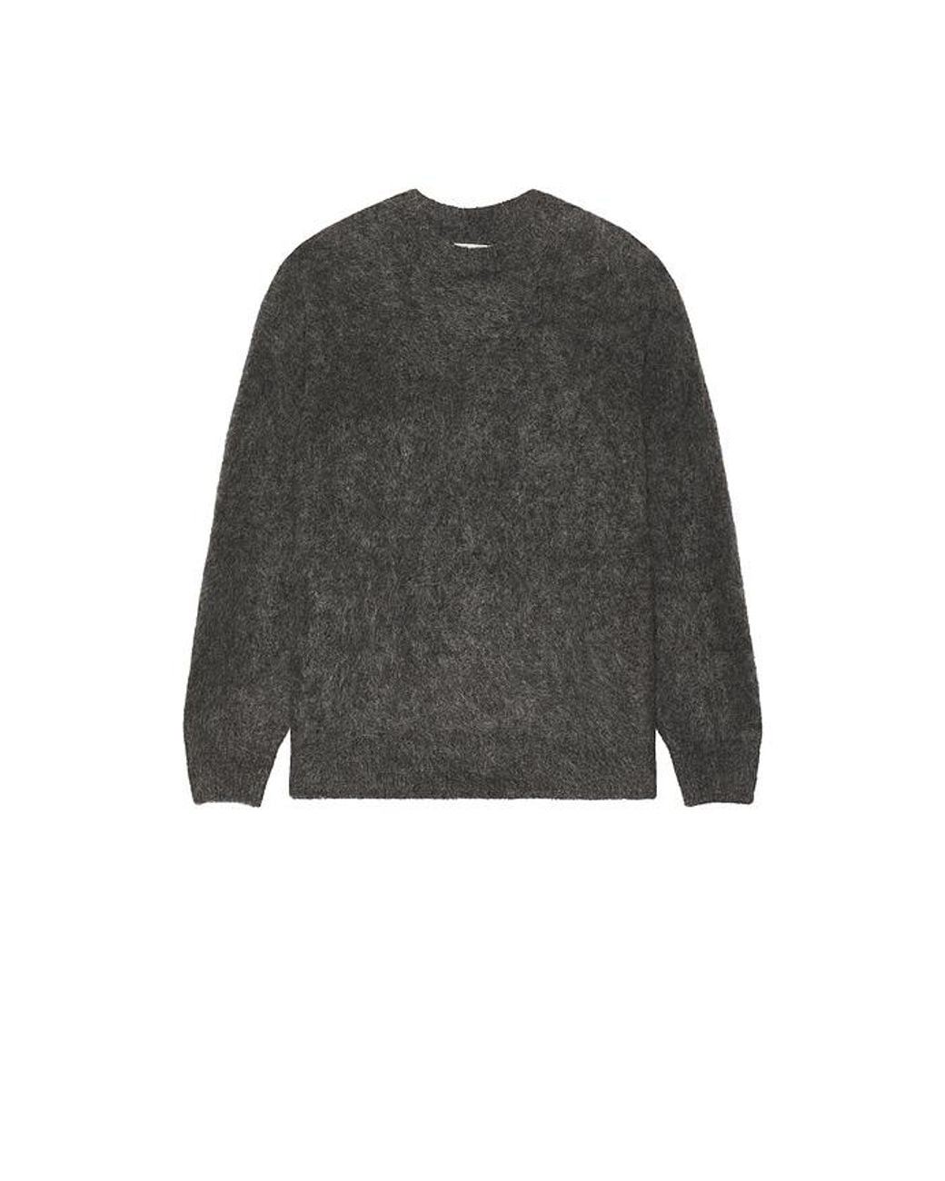 Soft Goat Gray Relaxed Fit Alpaca Crewneck Sweater for men