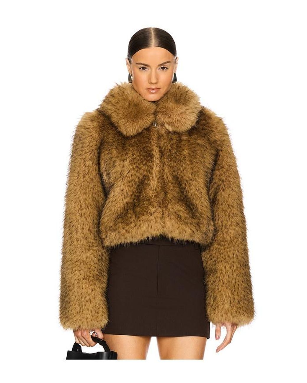 L'academie Brown Savoie Faux Fur Jacket