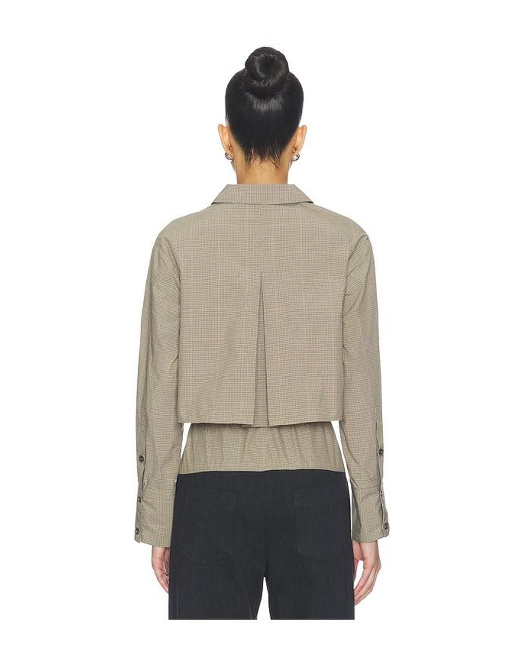 Matthew Bruch Natural Cropped Oversized Button Down Top