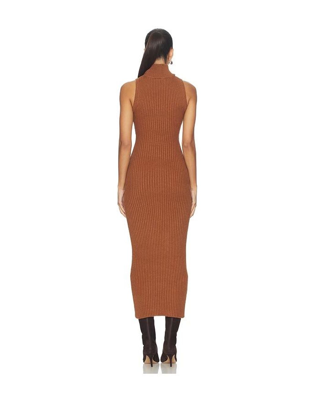 Lovers + Friends Brown Cary Mock Neck Midi Dress