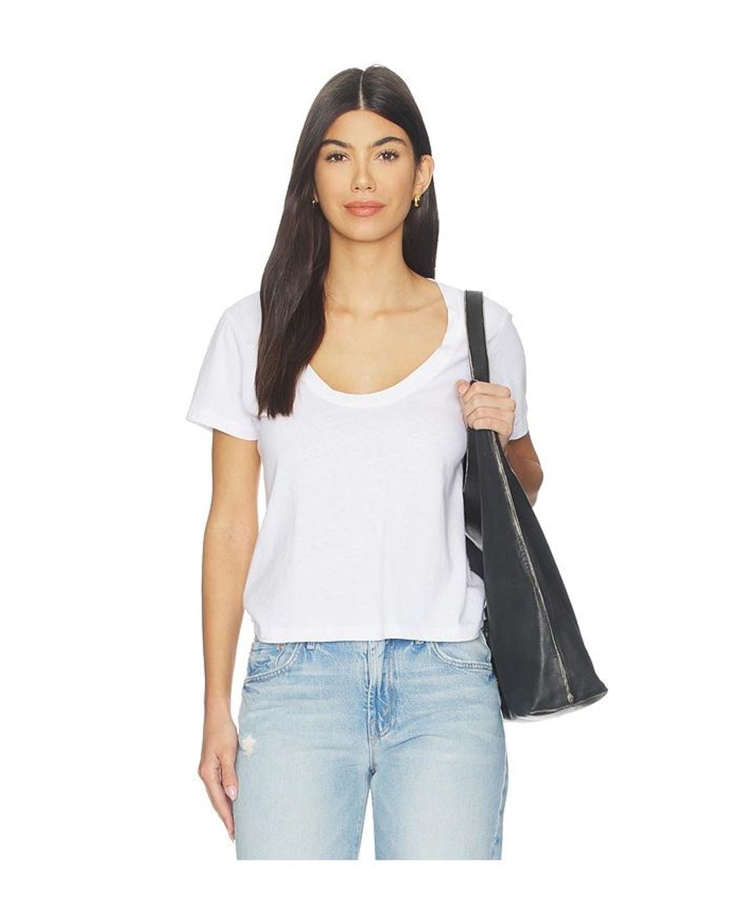 La Ligne White Scoop Short Sleeve Molly Tee
