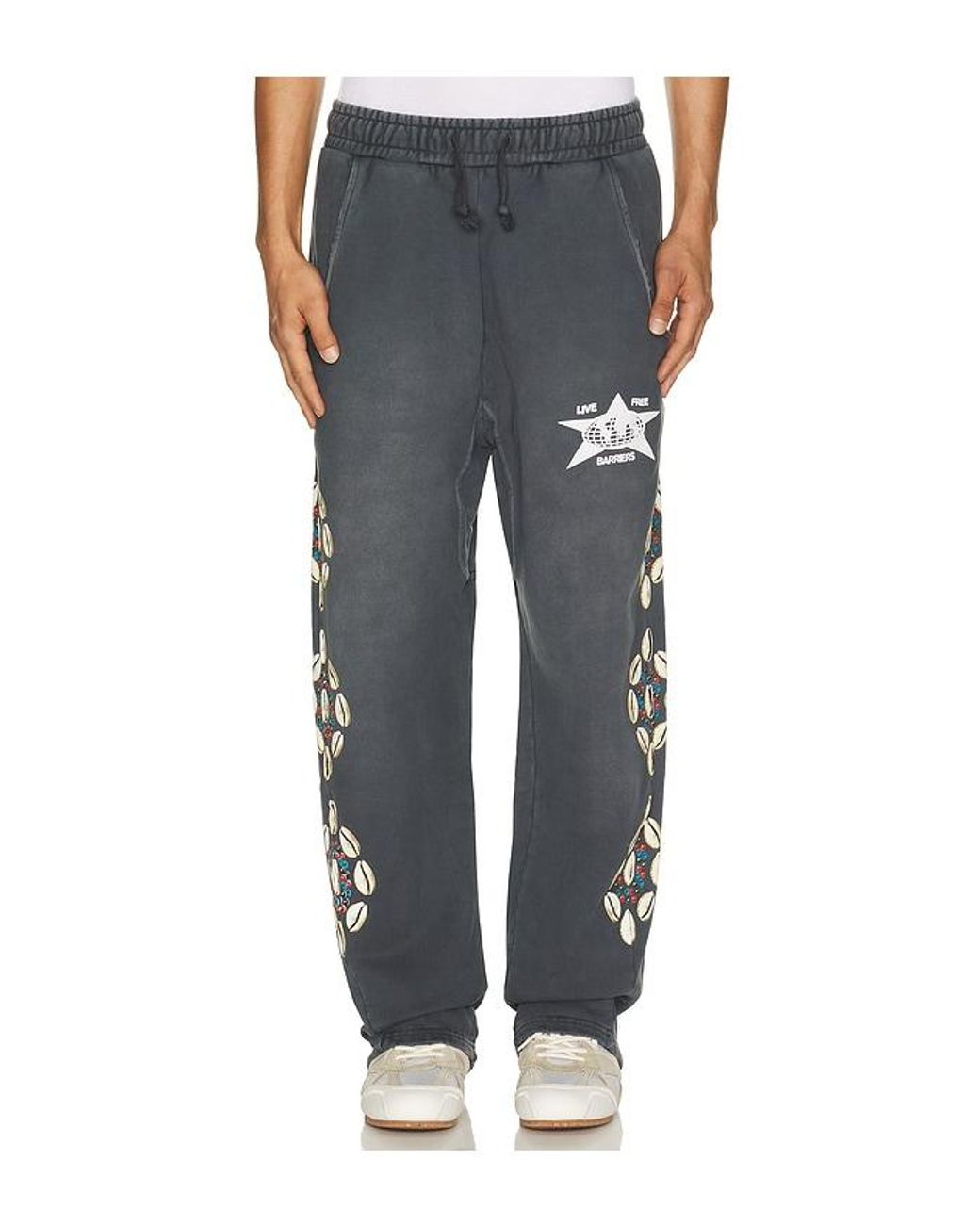 Barriers Worldwide Black Cowrie Shell Sweatpant for men