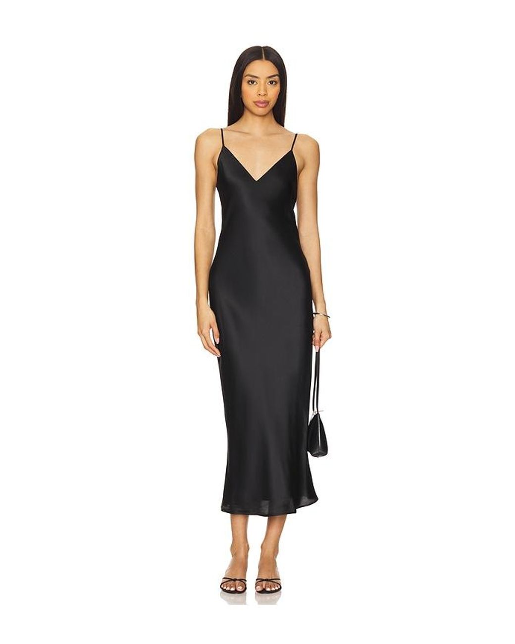 L'Agence Black Seridie Slip Midi Dress