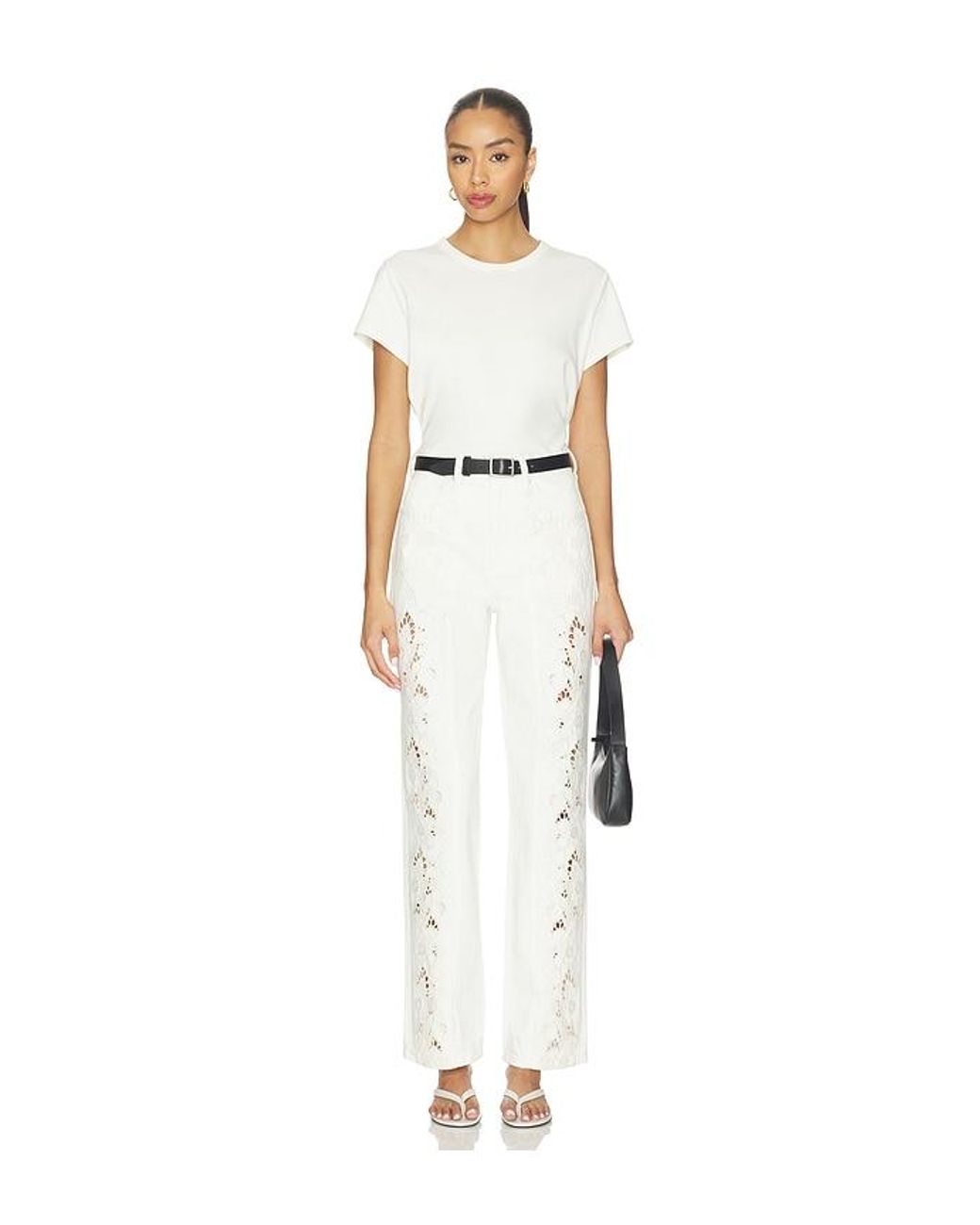 PAIGE White Sawyer Wide Leg With Panels