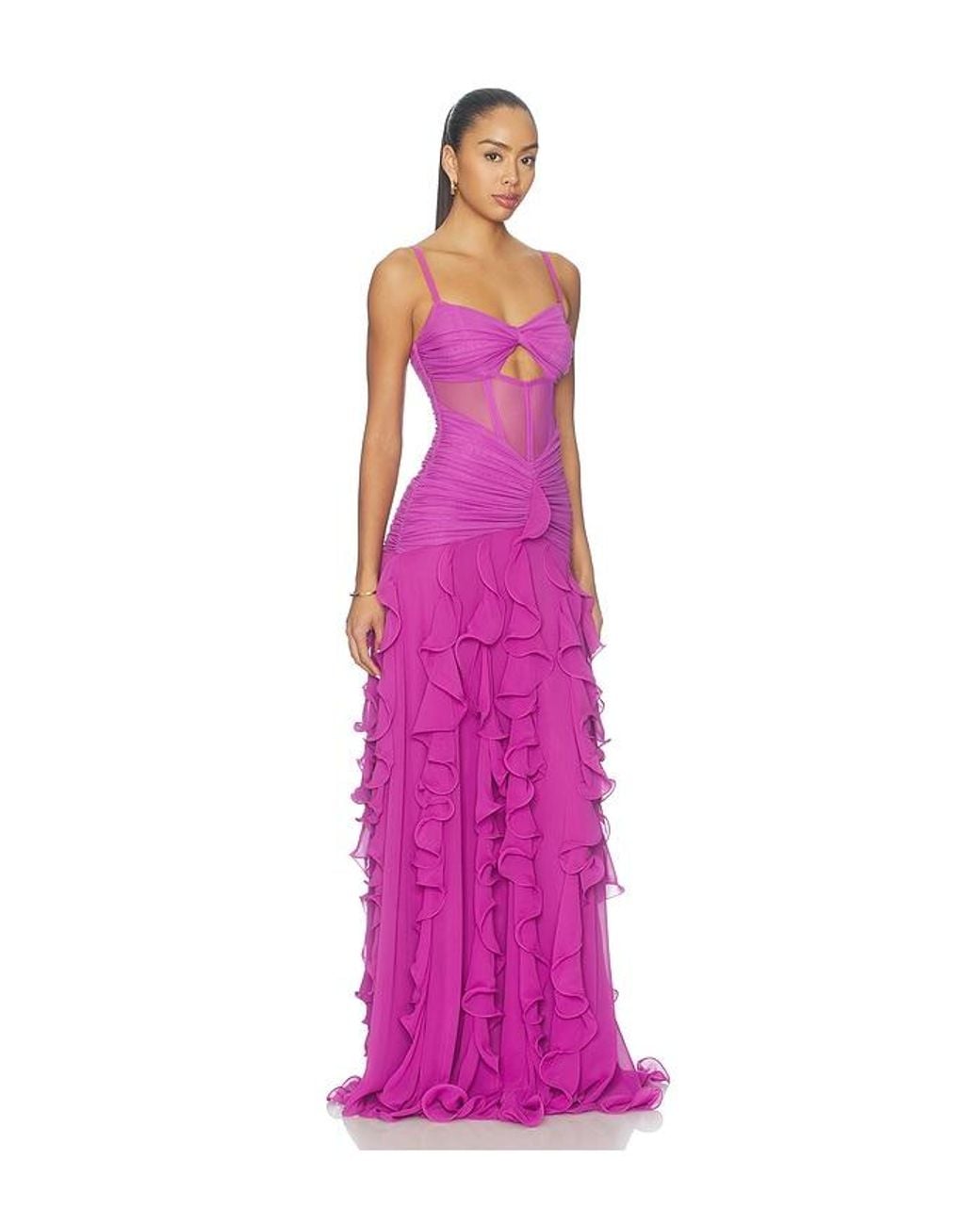PATBO Pink Chiffon Gloria Long Dress