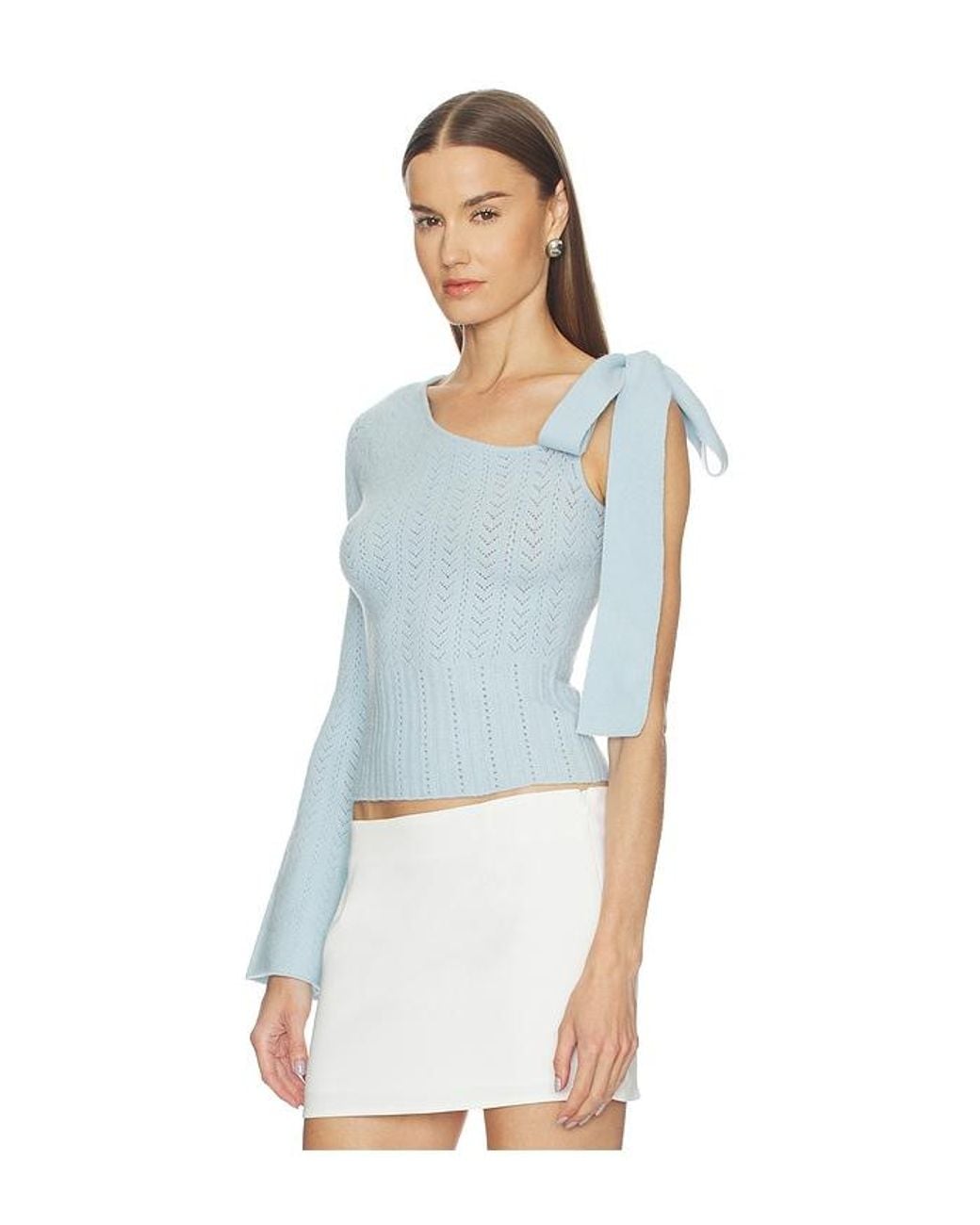 MAJORELLE Blue Belle Bow Tie Sweater