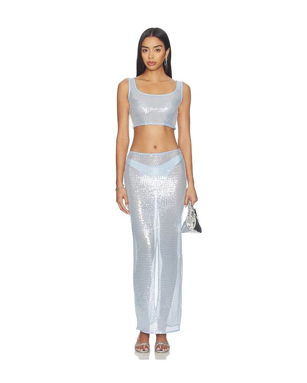 superdown White Melie Sequin Top