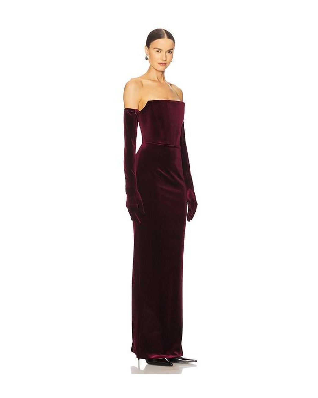Bronx and Banco Red Florentina Strapless Velvet Gown