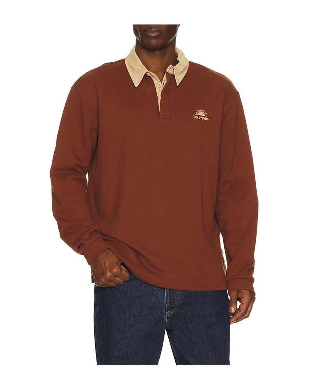 Rhythm Red Heritage Bloom Rugby Polo for men