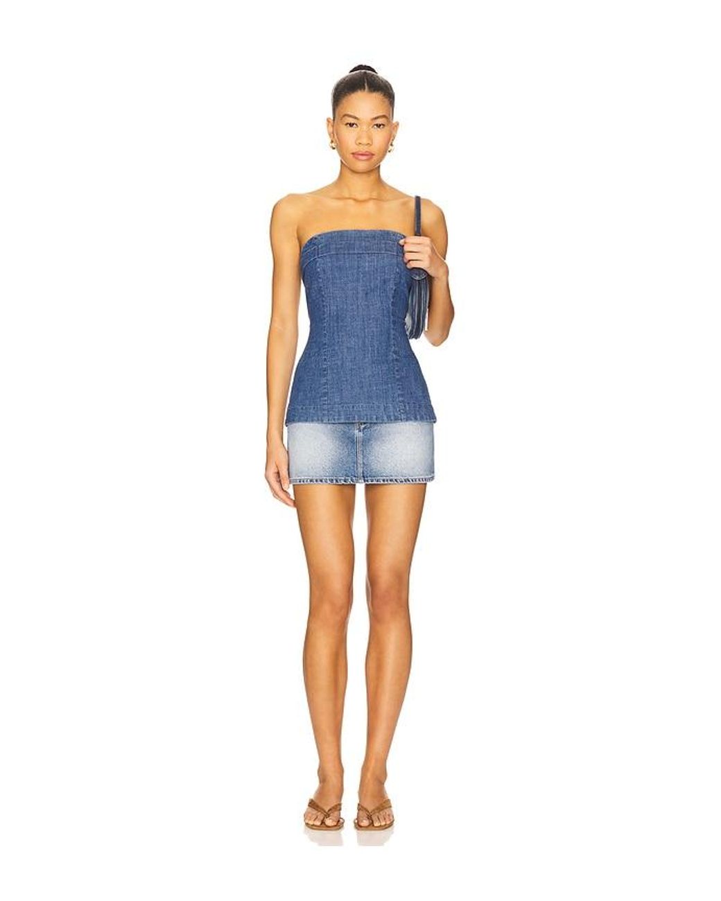 Free People Blue Lora Denim Tube Top