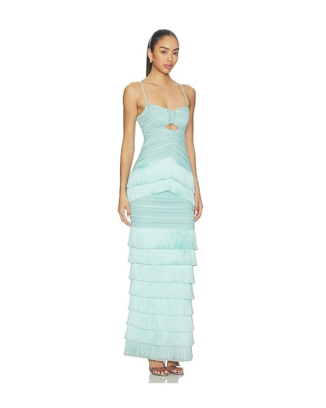PATBO Blue Clara Fringe Maxi Dress