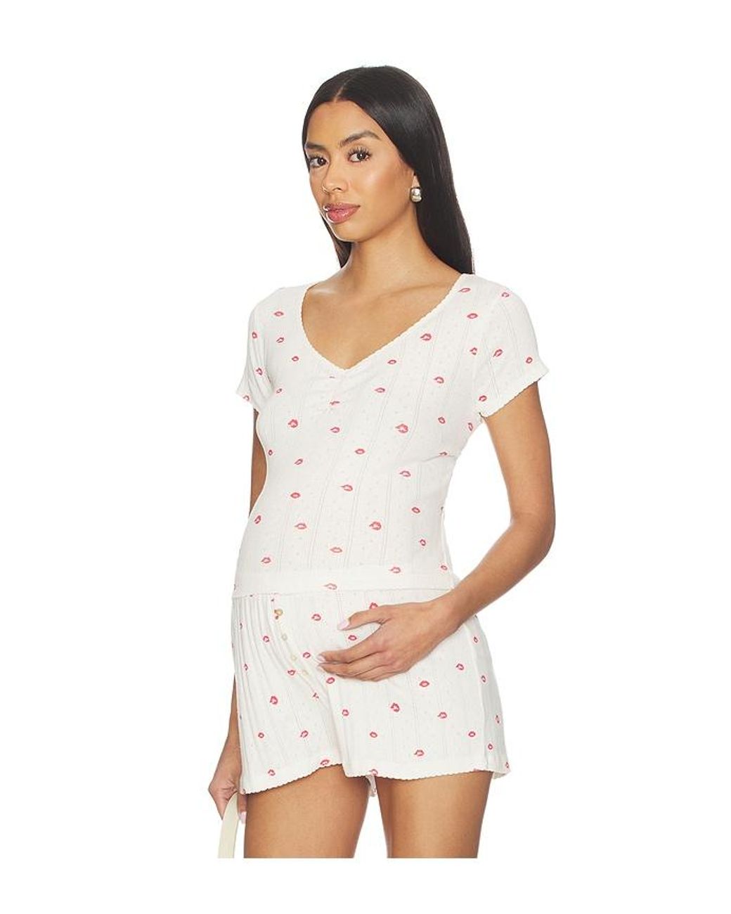 HATCH White The Pointelle Sweetheart Tee