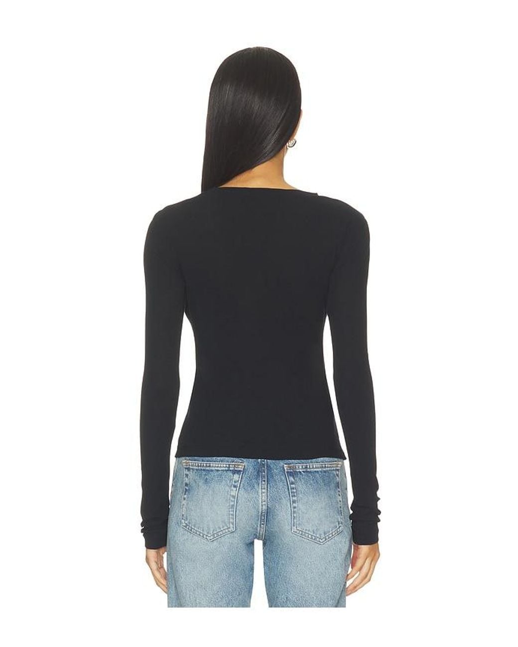 GRLFRND Black Sheer Crew Neck Tee
