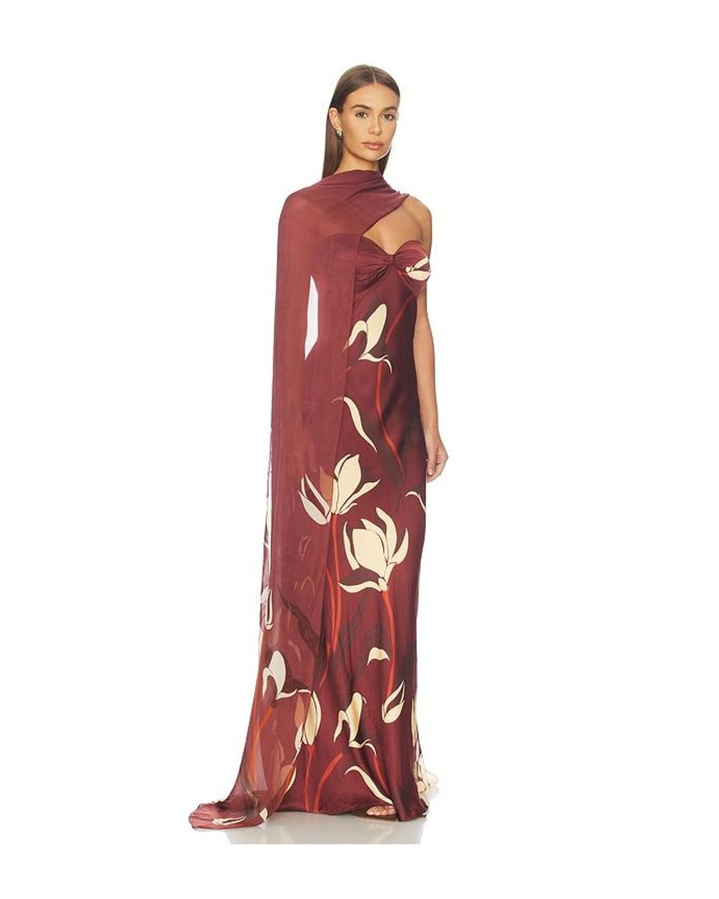 Rococo Sand Red Strapless Maxi Dress With Sash