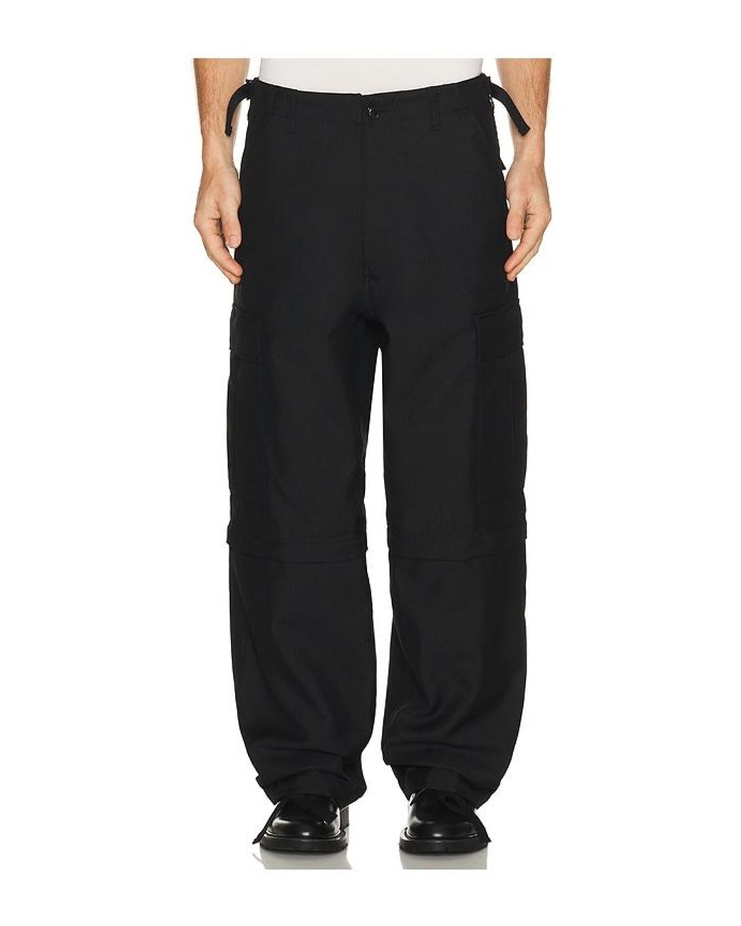vowels Black Zip Off Cargo Pants for men