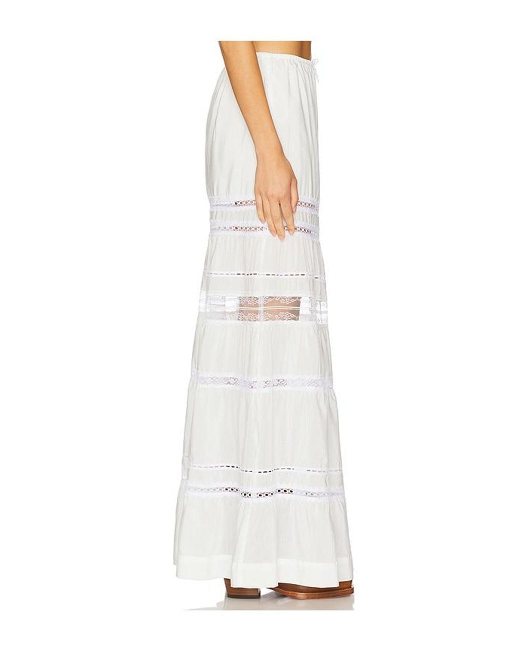 SWF White Tiered Lace Maxi Skirt