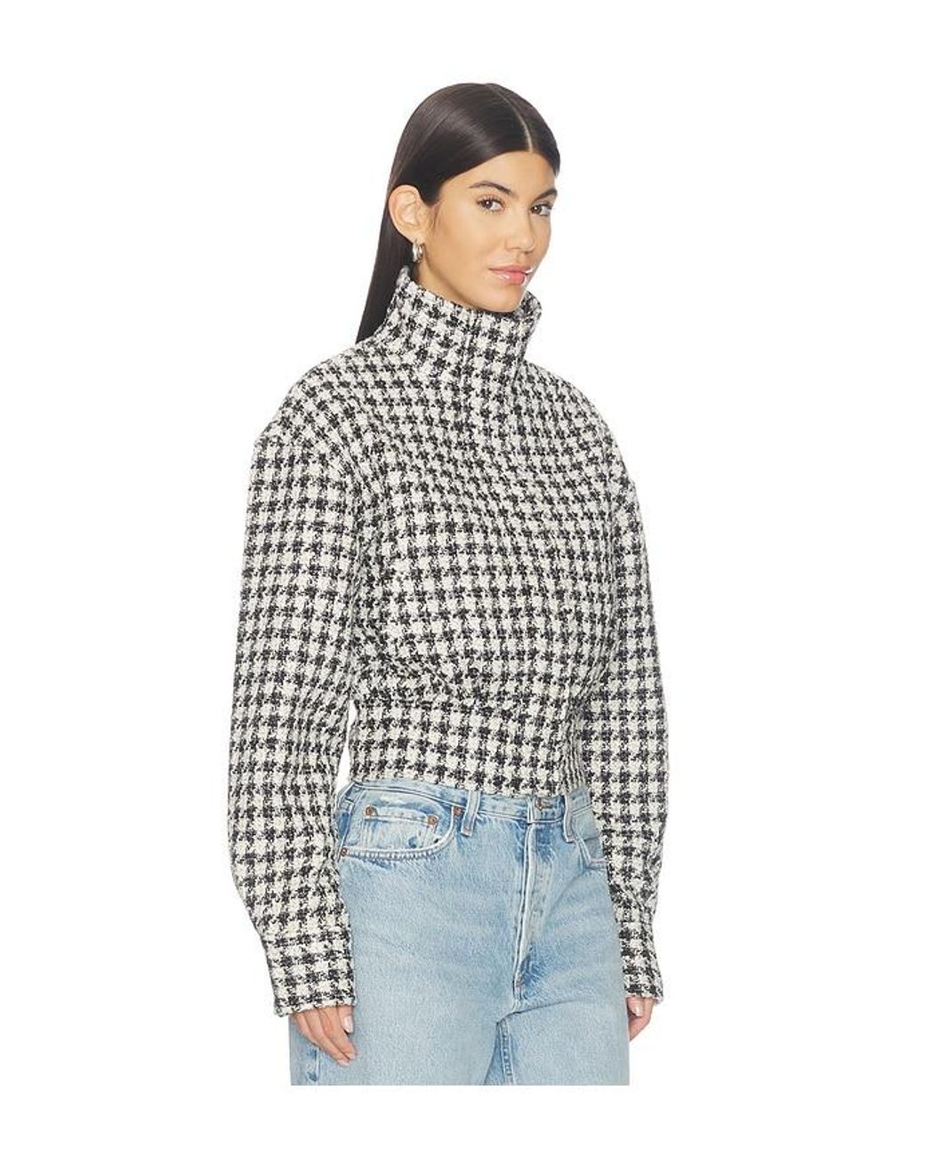 Lovers + Friends Blue Rachel Tweed Bomber Jacket