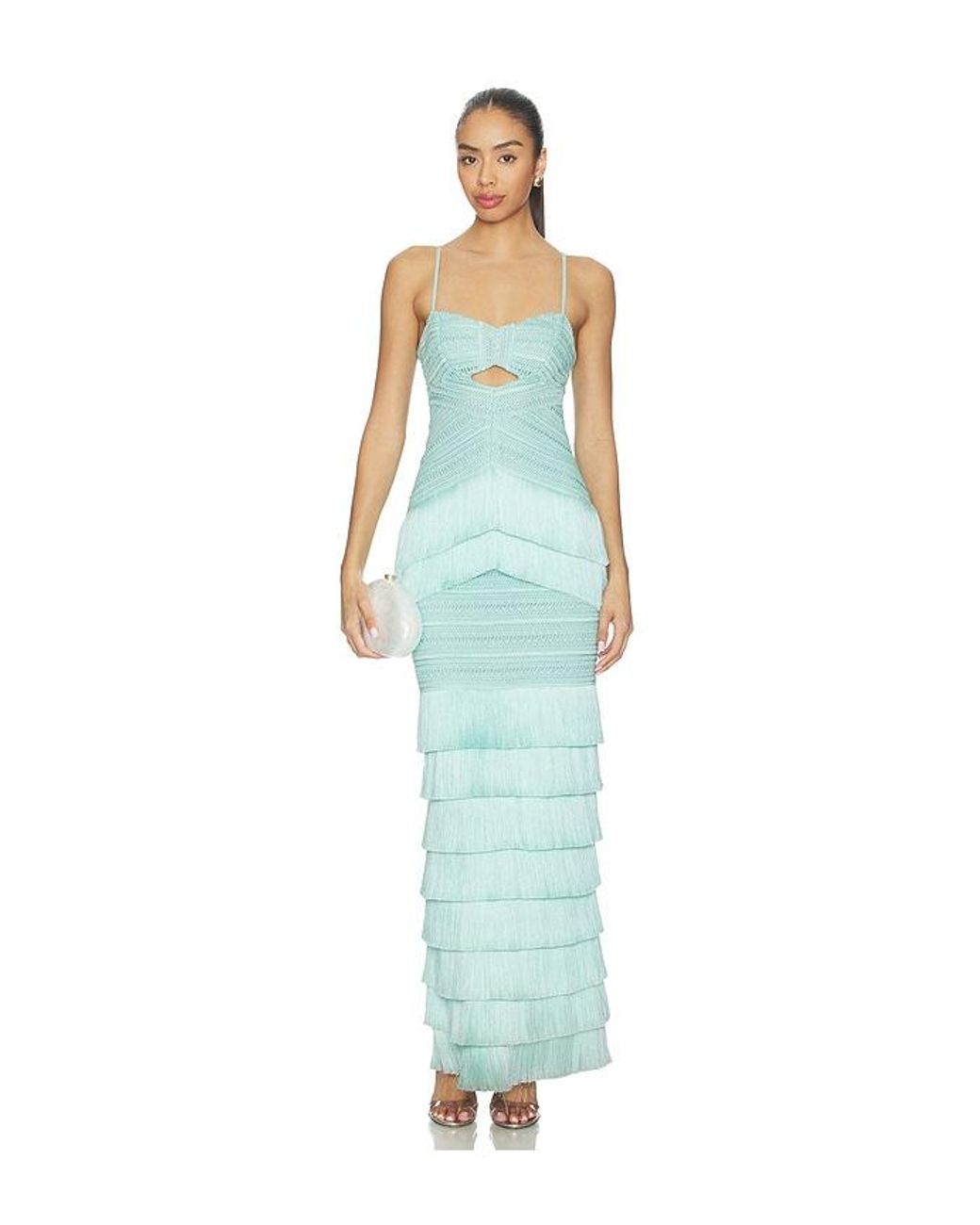PATBO Blue Clara Fringe Maxi Dress