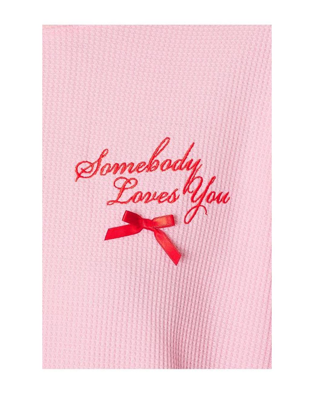 The Mayfair Group Pink Somebody Love You Waffle Crewneck Sweatshirt
