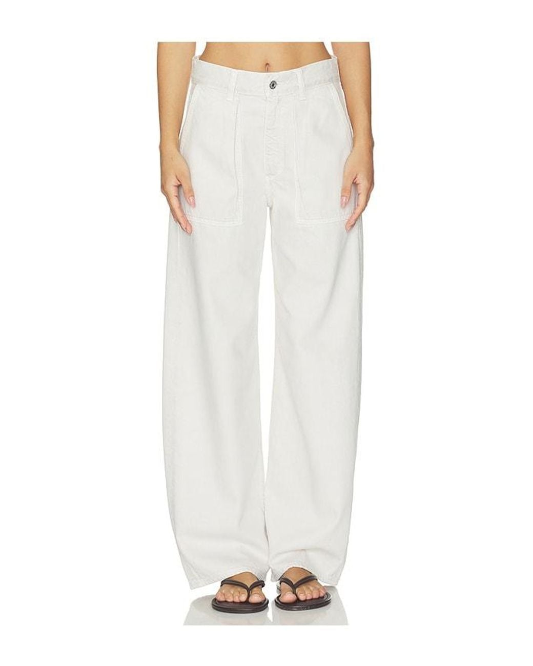 Agolde White Low Curve Utility Jean