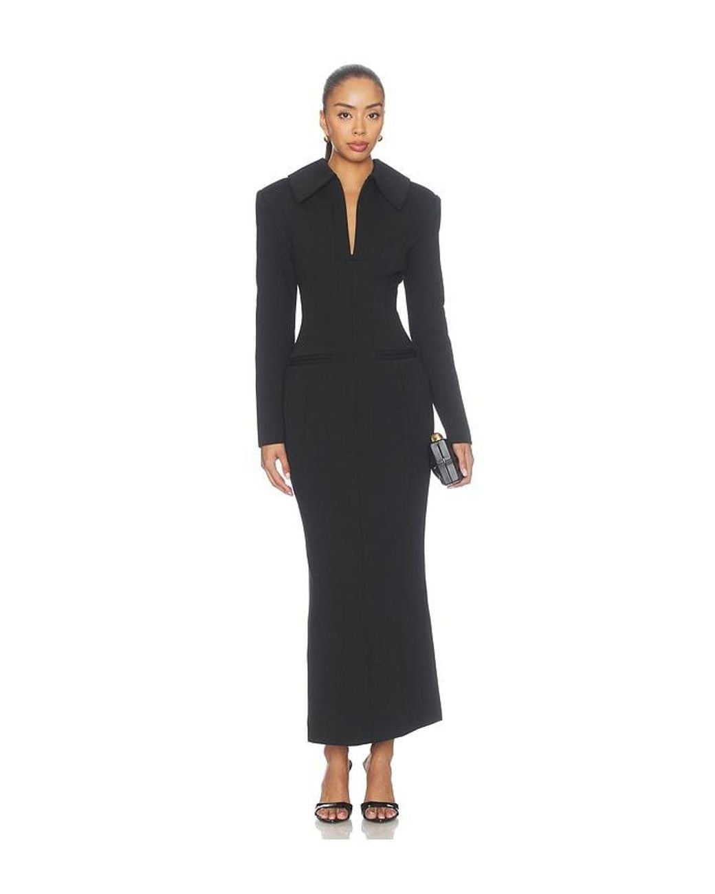 Odd Muse Black Zip Detail Midi Dress