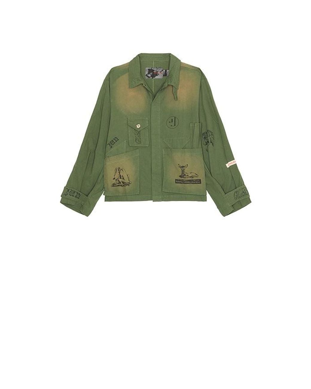 JUNGLES Green Sketches Field Jacket for men
