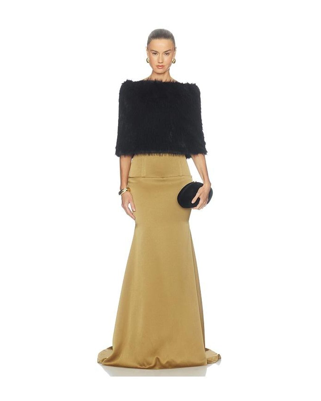 NonChalant Label Black Pascale Faux Fur Shawl