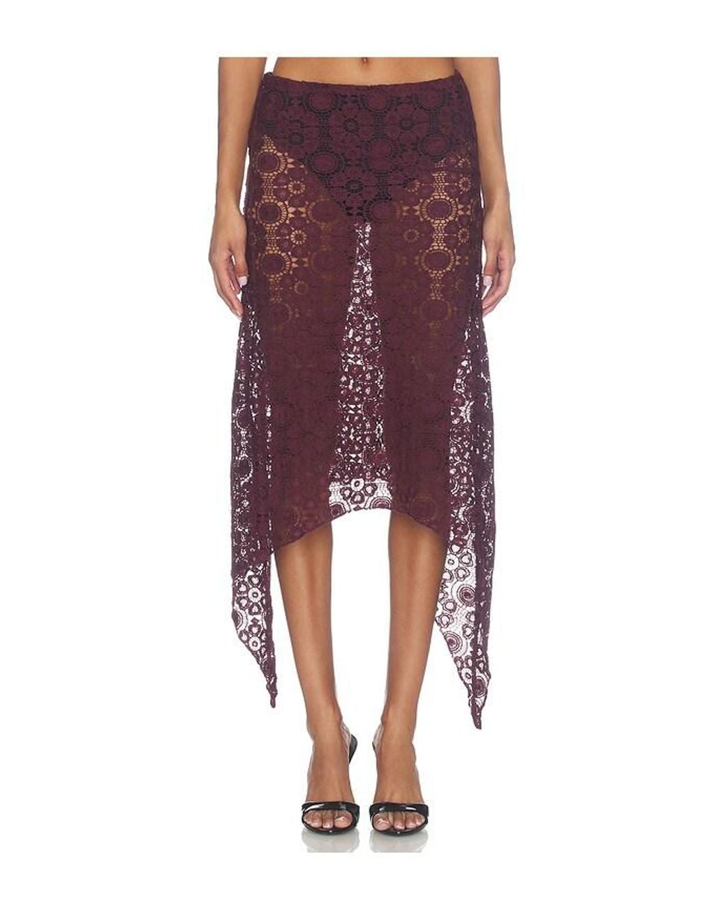 Lioness Purple Trophy Lace Midi Skirt