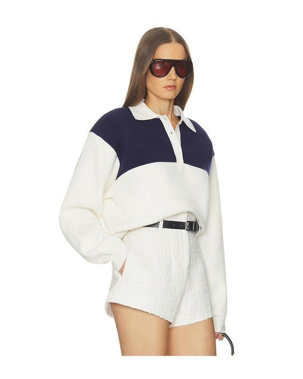 Helsa Blue Sindy Color Block Knit Polo